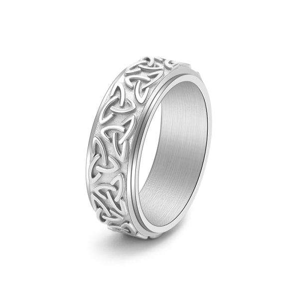 Rustfrit stål Keltisk trekant knude drejelig ring Neutral stil mænds personlighed smykker Omkreds: 60 mm Diameter: 19 mm -1 vare Sølv