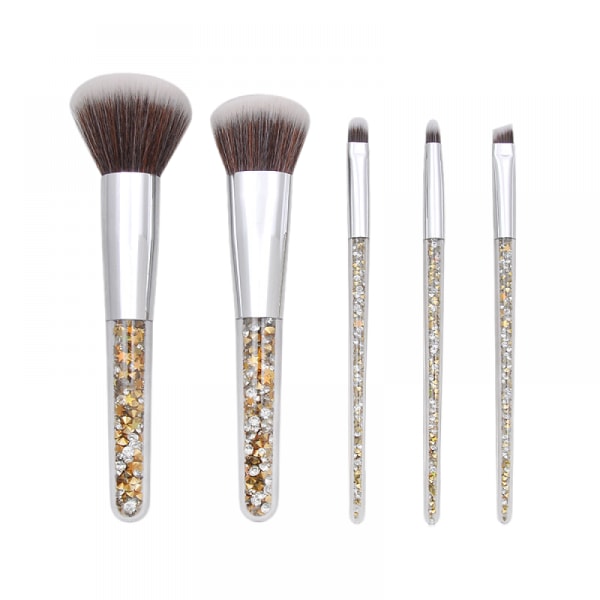 5 Makeup-borstar med genomskinliga handtag Diamond Partikel Eye Loose Foundation Brush Set Makeup- och skönhetsverktyg