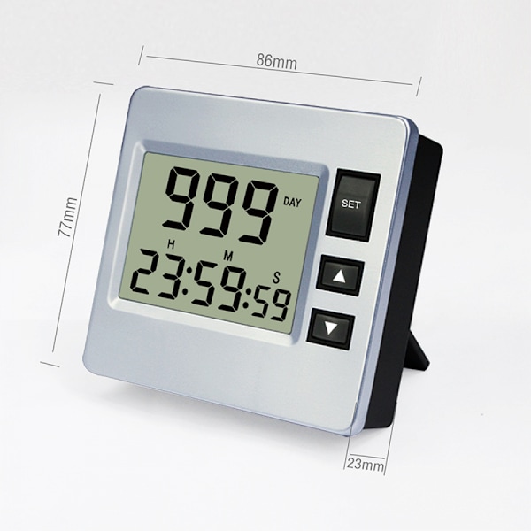 Digital nedräkningsdagar Timer - Silver Black Upgraded Big 999 Days Count Down Clock med fäste Stark magnetisk baksida för pensionering Bröllop Semester
