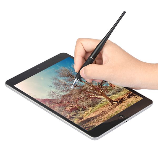 2 i 1 kapacitiv pen touch screen tegnepen stylus til iPhone iPad Tablet PC sort