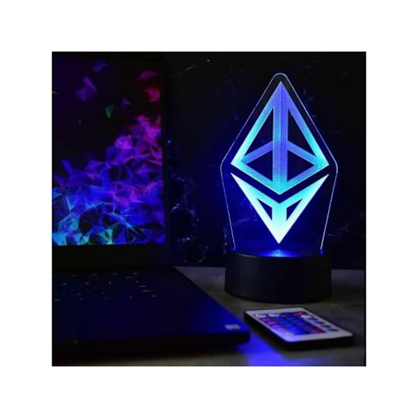 Ethereum Eth Glødende LED Kunst Natbordlampe Krypto Bitcoin Dogecoin Investering Investor Handel Cardano Meme Solana Ethereum Eth