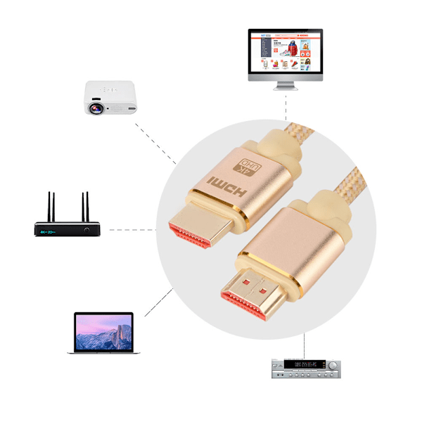 Høyhastighets HD 4K X 2K HDMI 2.0 A-A videokabel flettet ledning for PS3/TV/DVD/PC 1M