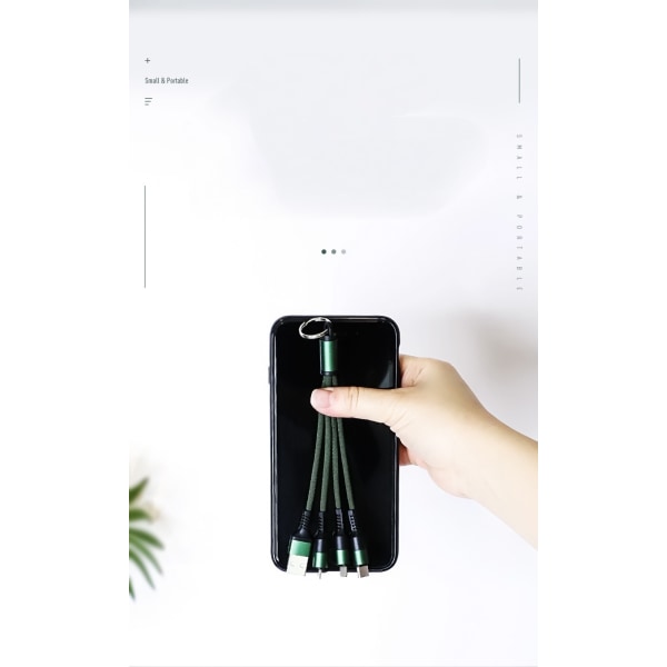 3 in 1 Multi USB -latauslyhyt matka-avainnipun johto, yhteensopiva Apple iPhone/USB/USB-C/Micro USB -kaapelin kanssa