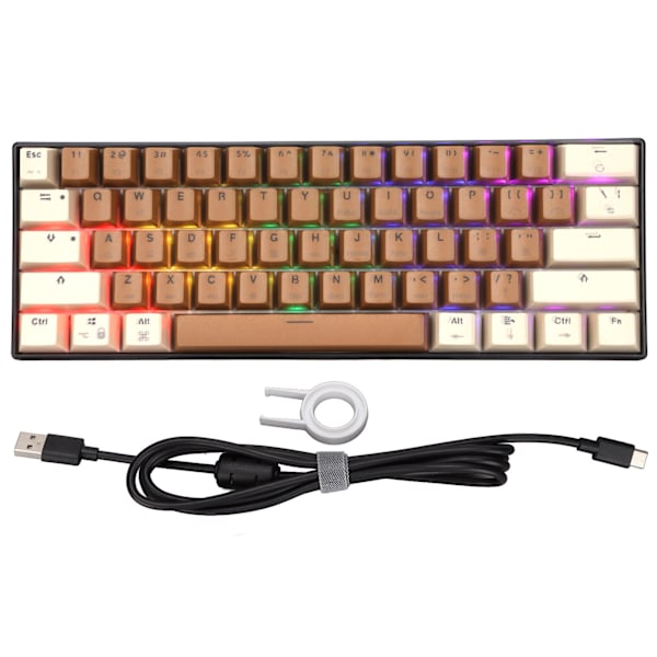 61-tasters mekanisk tastatur Fargeblanding Hurtig respons Kablet tastatur for Windows for Android for IOS Rød bryter