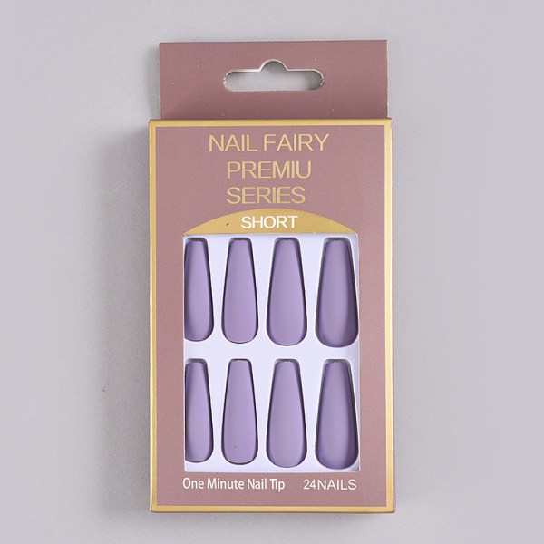 Matta falska naglar Medium Pure Color Ballerina Full Cover Art False Nail Tips Press on Nails 48st för kvinnor och flickor (lila)