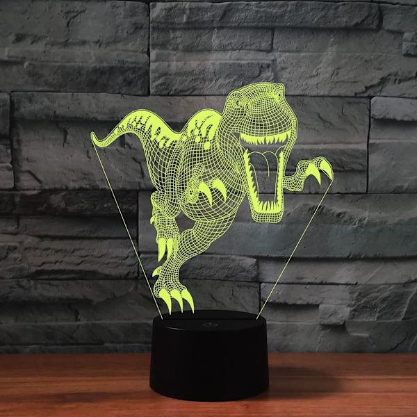 3D Dinosaurie Fjärrkontroll 16 Färger Nattlampor Illusion Akryl LED Bord Sänglampa Barn Sovrum Skrivbords Dekoration Födelsedagspresenter Leksak för Barn