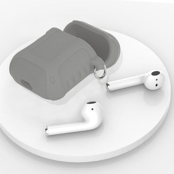 Enkel Bluetooth-hörlurar i affärsstil Laddningsfodral Skyddande fodral för AirPods (Grå)