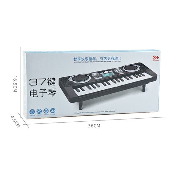 Børns keyboard klaver 37 tangenter bærbar pædagogisk musikinstrument legetøj elektronisk digitalt klaver til børn Black