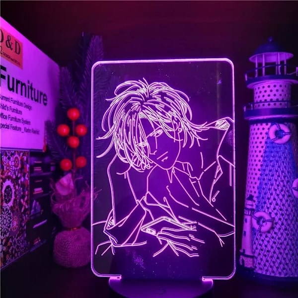 Anime 3D Lampe Banana Fish 3D Nattelys Anime Bord LED Fargeskiftende Samling Belysning Gave Illusjon Dekorasjon Dukke 7-Farge Berøring PXJD