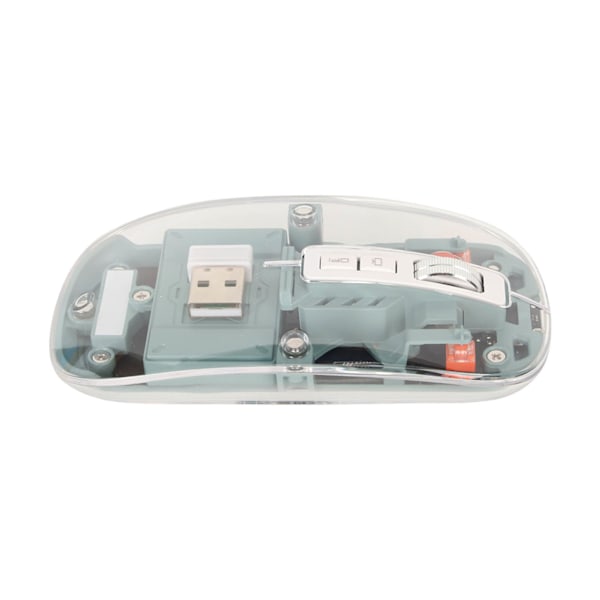 Trådlös Bluetooth-mus Transparent Clear Cool Shell Mute Click Färgglada Andningsljus Bärbar datormöss Grön