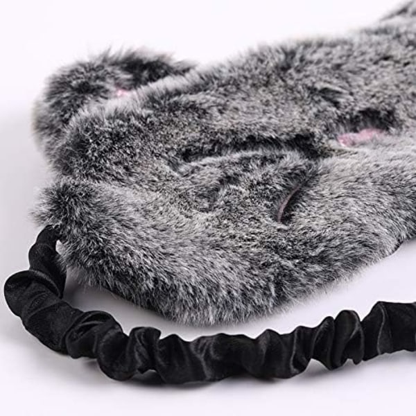 Söpö Kaniini Unisilmämaski Pehmoinen Silmälappu Matka Unimaskit Superpehmeä Hauska Silmäsuoja Lapsille Tytöille ja Aikuisille (Musta Harmaa kissa