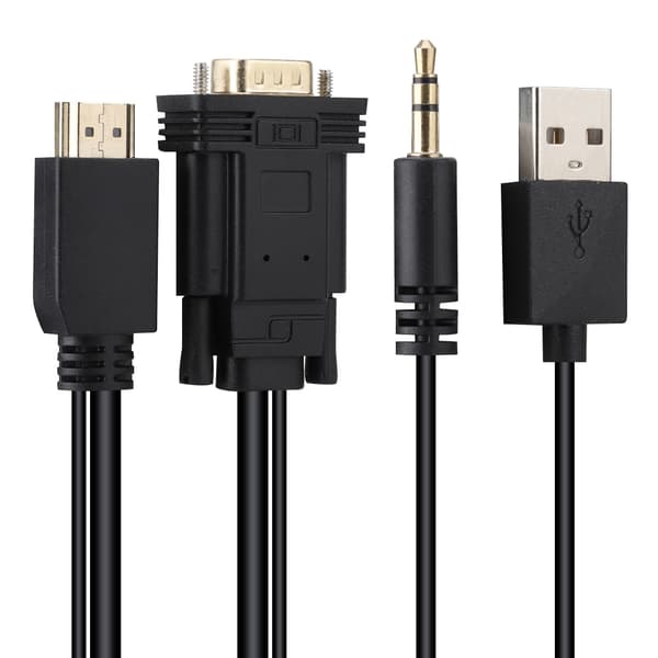 HDMI AM til VGA HDMI-konverteradapterkabel til computer/DVD/digitalt set-top-boks