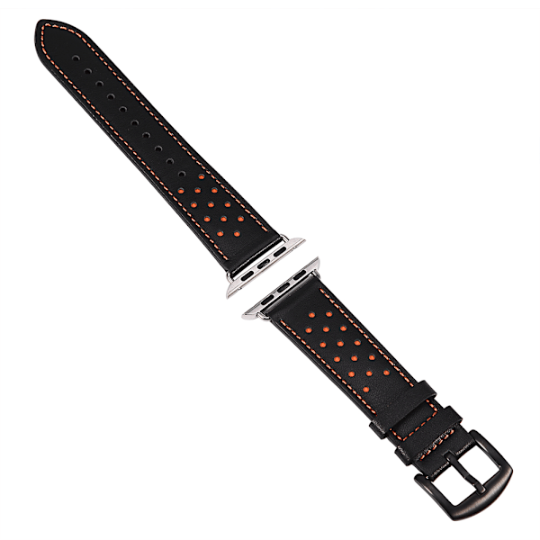 Nahkainen rannekoru Apple Watch iWatchille, musta ja oranssi, 42 mm