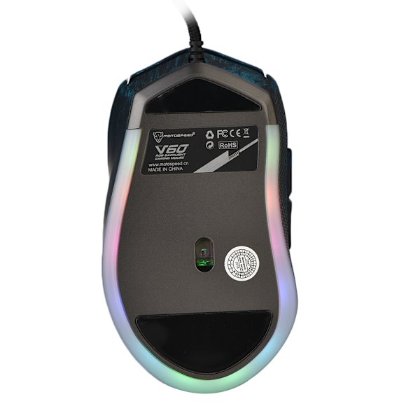 Ergonomisk USB-trådbunden 3D-spelmus med 7 knappar RGB LED-ljus 5000 DPI justerbar blå