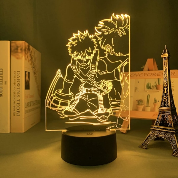 3D Nattlampa med LED Bakugo Katsuki 3D Lampa Anime My Hero Academia Lampa för Barnrumsinredning Bakugo Katsuki LED Nattlampa Födelsedagspresent Manga Bord