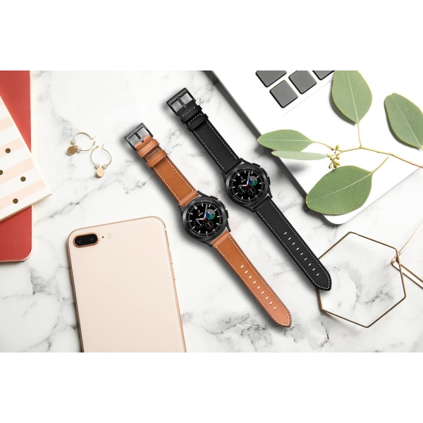 AVEKI Galaxy Watch 4 Rem 40mm 44mm/Galaxy Watch 4 Classic 46mm 42mm Remme, 20mm Læder Armbånd Udskiftningsrem Dame Herre til Samsung Watch 4/G