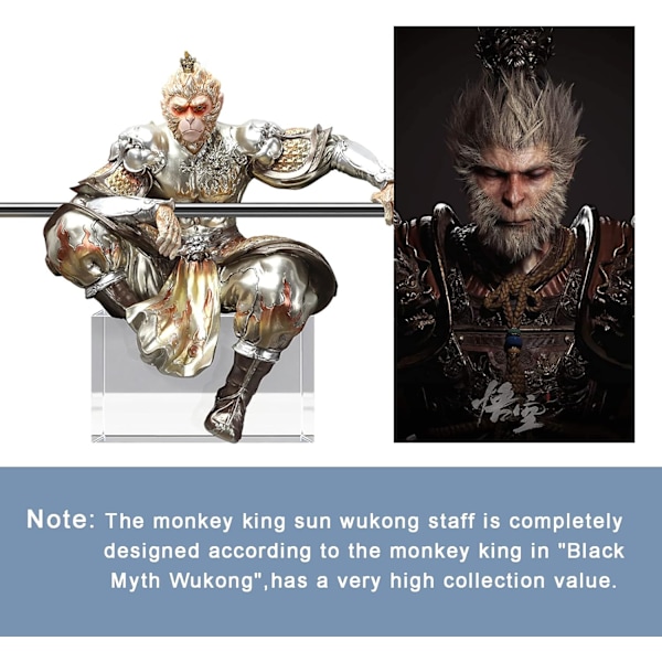 Sort Myte Wukong Bil Dekorationer Kunst Relievo, Wukong Actionfigur Abe Figuriner Monkey King Dekor