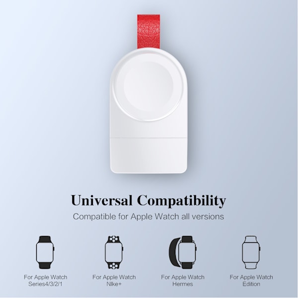 Bærbar for Apple Watch USB magnetisk trådløs lader for 1/2/3/4 generasjon