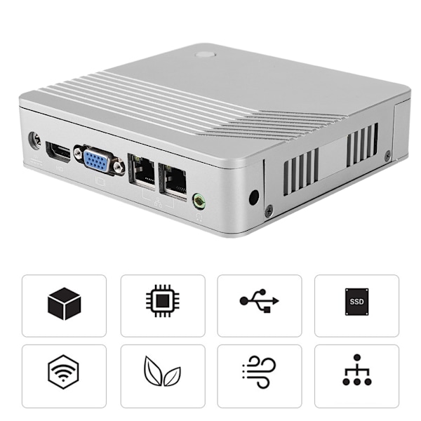 Mini PC Computer Host indbygget til Intel J1900 2.0GHZ Quad Core INGEN RAM INGEN SSD (Sølv+)