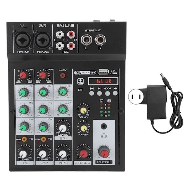 Bærbar 4-kanals BT-miksekonsol Digital lydmikser Indbygget Reverb-effekt