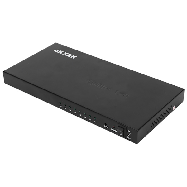 ANQ‑218 4K 1x8 Splitter 1 inngang 8 utgang Aktiv 8-kanals HD Multimedia Interface Duplikator Lyd Video Forsterker UK Plugg