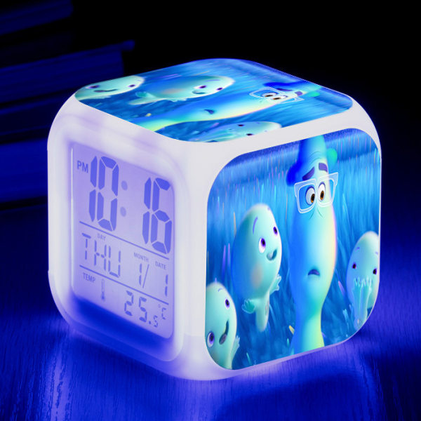 Wekity Anime Mind Adventure Fargerik Vekkerklokke LED Kvadratklokke Digital Vekkerklokke med Tid, Temperatur, Alarm, Dato