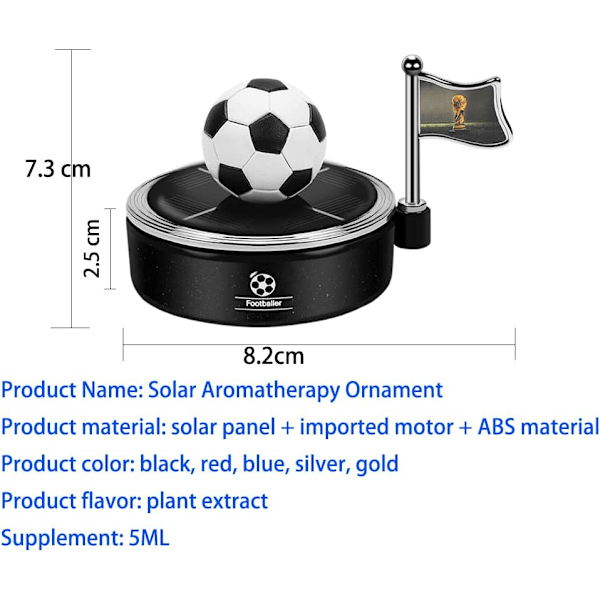Solcellsdriven Fotboll Doftdiffusor | Snygg Bilinredning Dekoration Tillbehör Luftrenare Aromaterapi Instrumentbräda Fotboll Souvenir Present