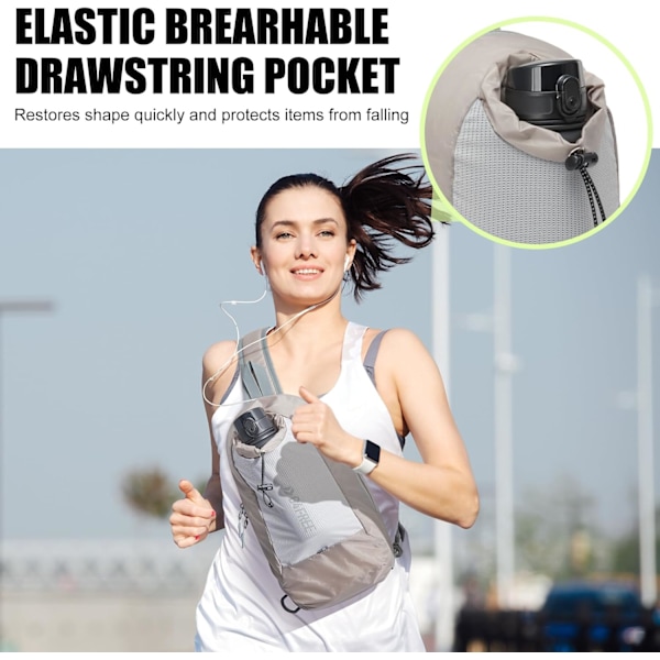Slyngeveske RFID-blokkerende Lettvekts Crossbody Ryggsekk Bryst Skulderveske for Reise Sport Løping Fotturer Light grey