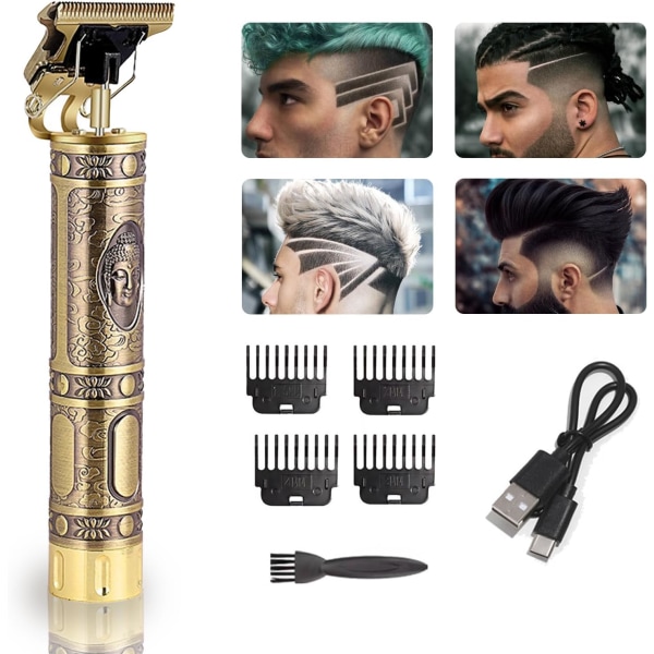 Auzeune Professional T Clippers Trimmer, Skægtrimmer til mænd Elektriske professionelle barbermaskiner Trådløse hårklippere, USB Genopladelig Trimmer Ha Vintage