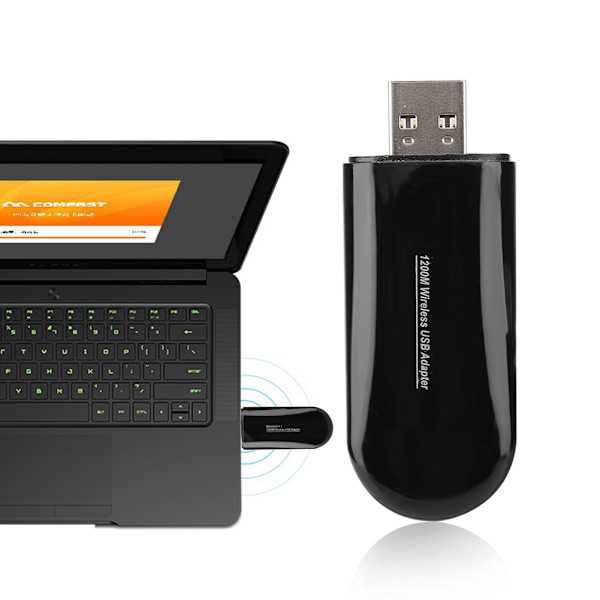 1200M Dual Band AC Trådlös Wifi Bluetooth Adapter WiFi Nätverks USB Adapter Kort