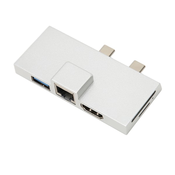 Dual USB C-utvidelseshub - Profesjonell 7-porters Plug and Play 5 Gbps dataoverføring USB C-hub for Surface Pro 8 9 X