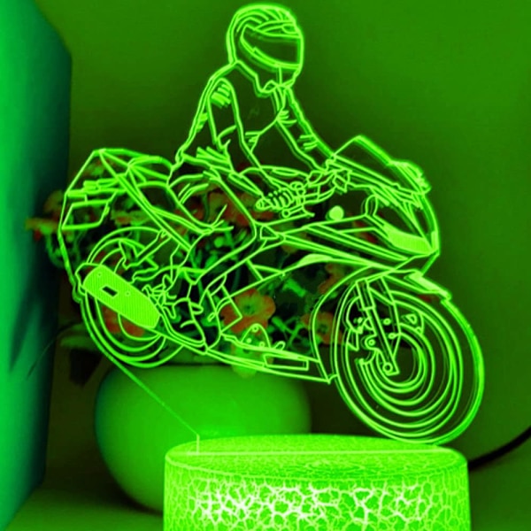 3D Motorsykkel Bil Nattlys Lampe Illusions 7 Farge Skiftende Berøring Bryter Bord Skrivebord Dekor Lamper Gave med Akryl Flat ABS Base USB Kabel Leke