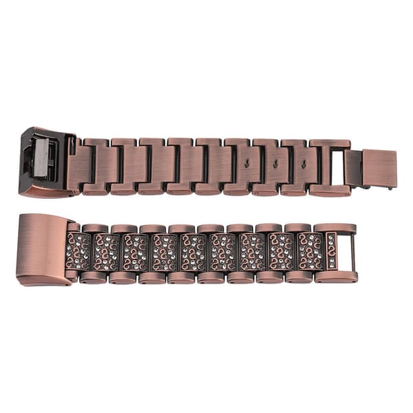 Rustfrit stål urrem udskiftning med rhinsten rem til Fitbit Charge 2 Bronze