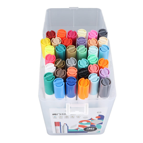 36 st Acrylic Paint Markers 2 mm spets Vibrant Vattentät Snabbtorkande Blandade Färger Graffiti Markers för Studenter Skola