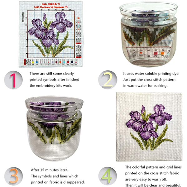 Korsstygnskit Stämplat Fullt Sortiment av Broderistarterkit för Nybörjare DIY 11CT 3 Strängar-Svartvita Katter 9,1×9,1 tum