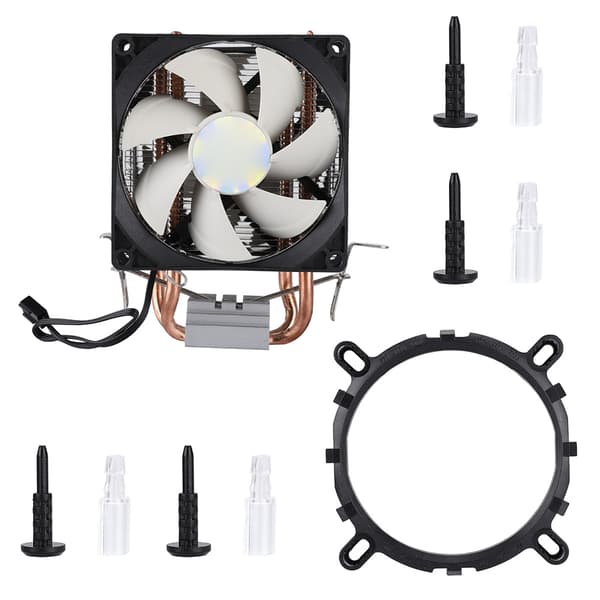 9cm CPU-køler 2 rør dobbelt ventilator CPU køling radiator magisk lys luftkøling ventilator