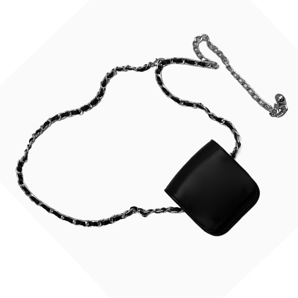 Kæde Bæltetaske Alfabet D Mini PU Dekorativ Kæde Talje Taske til Fotografering Gratis Størrelse Black