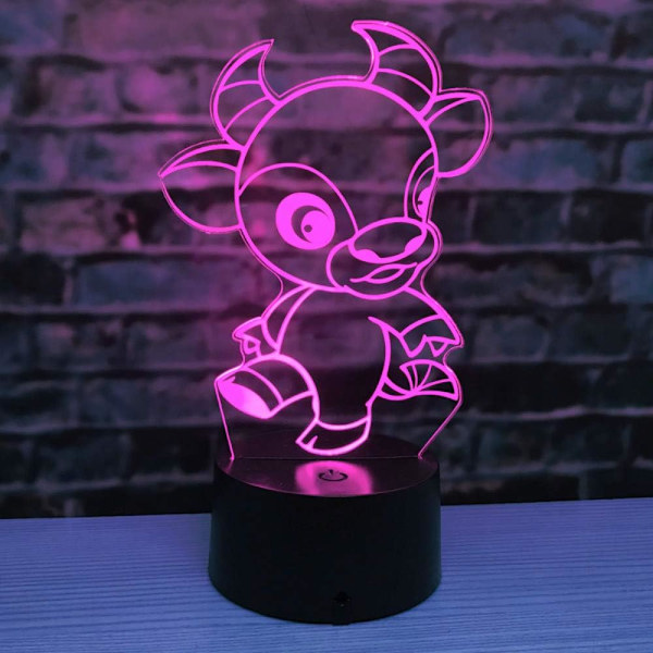 3D Ko-Nattlampa Illusion Led 7 Färgväxlande Touch Switch Bordsskiva Dekorationslampor Akrylplatt ABS-Bas USB-Kabel Leksak (Buss)