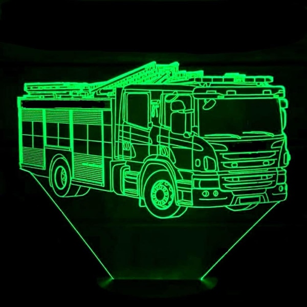 3D Brandbil Nattlampa Bordsskiva Optisk Illusion Lampor 7 Färgväxlande Ljus LED Bordlampa Jul Hem Kärlek Födelsedag Barnpresent