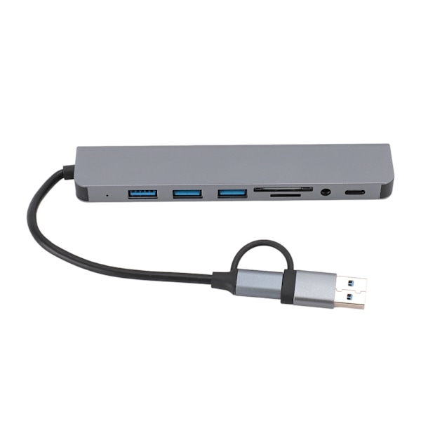 8 i 1 USB C Hub Multifunksjonell Kortleser USB 3.0 Dokkingstasjon for Telefon Tablet