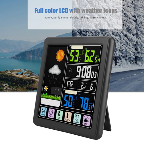TS-3310 Full Touch Screen Trådlös Väderklocka Multifunktion