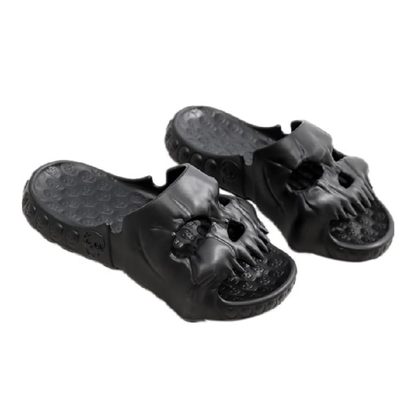 Herr Skull Slide Tofflor EVA Tjock Sula Antihalk Mjuka Skull Slide Tofflor för Sommar Utomhus Black 40/41