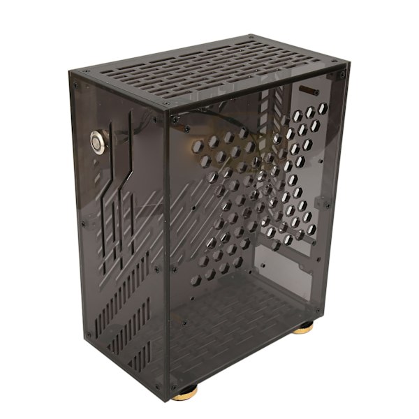 Mini ITX-fodral 4,3L Genomskinlig akrylpanel 360 graders kylning Dämpande fotdynor Mini PC-fodral för FLEX 1U-strömförsörjning 2,5 tum SSD Svart