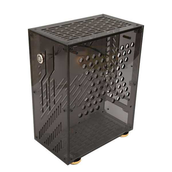 Mini ITX -kotelo 4,3 l läpinäkyvä akryylipaneeli 360 asteen jäähdytys pehmustetut jalkatyynyt Mini PC -kotelo FLEX 1U -virtalähteelle 2,5 tuuman SSD musta