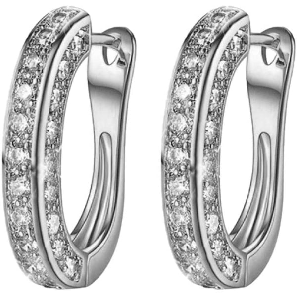 Diamanthoop-ørering til kvinder, luksuriøse runde diamanthoop-ørering, skinnende luksuriøse runde diamanthoop-ørering, kvinder sølv guld rosaguld glitter, hvid