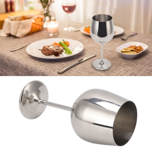 Metal Vinglas i Rustfrit Stål Elegant Høj Hårdhed Bredt Anvendt Metal Vinglas til Fest Bryllup Banket Farve Silver 500ml