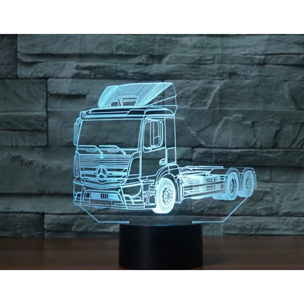 3D Trailer Truck Fjärrkontroll 16 Färger Nattlampor Illusion Akryl LED Bord Sänglampa Barn Sovrum Skrivbords Dekoration Födelsedagspresenter Leksak