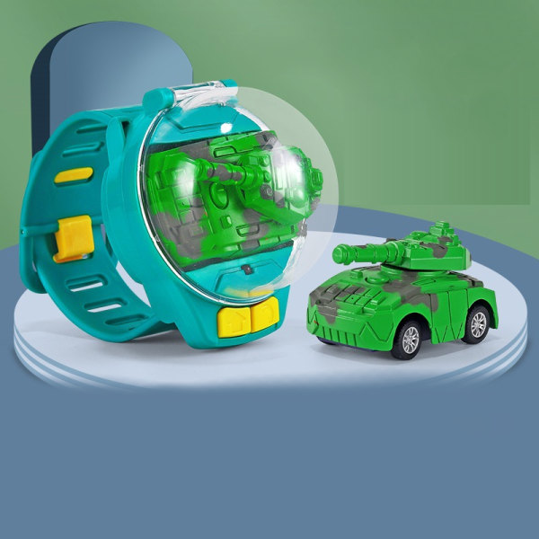 (1 förpackning) Bilklocka Watch Electric Racing Fjärrkontroll Bil Watch (Grön aluminiumtank (uppladdningsbar version))
