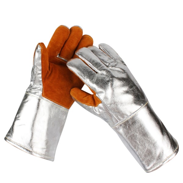 Højtemperaturbestandige handsker 300 grader 500 grader brandsikre, anti-skoldning, varmeisolerende smeltealuminumfolie femfinger ovn mikrobølgeovn