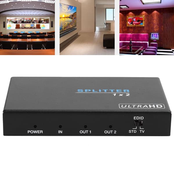 Aluminiumlegering B121H 1x2 HDMI 18 Gbps Splitter 100–240V Stödjer High Dynamic Range